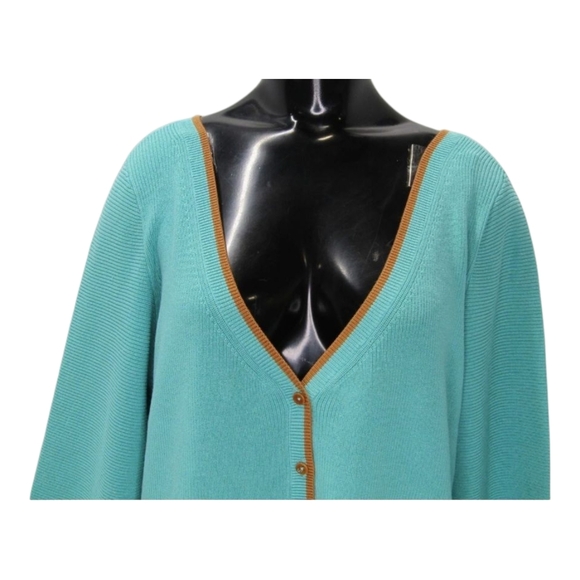 Etcetera Women's Silky Blue Cardigan Sweater Seafarer Teal  Sweater SZ Medium - Picture 2 of 12